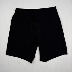 Lululemon Sweat Shorts Mens L Black Athletic Drawstring 9 Inseam Pockets